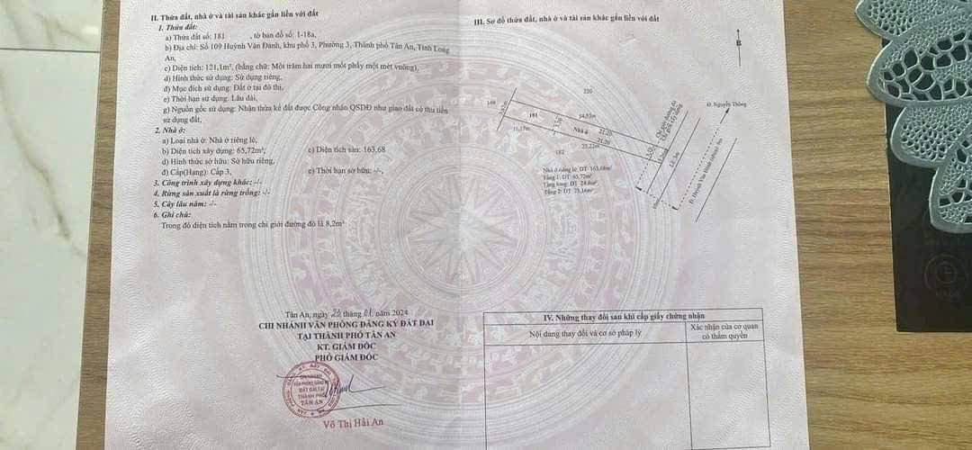 Nhà mặt tiền đường Huỳnh Văn Đảnh, Tân An 121m² giá 3.1 tỷ - Chính chủ bán gấp!