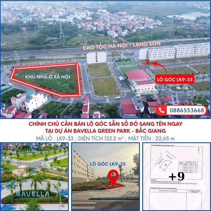 Lô góc 2 mặt tiền 132m² tại Bavella Greenpark Bắc Giang - Đầu tư sinh lời ngay!