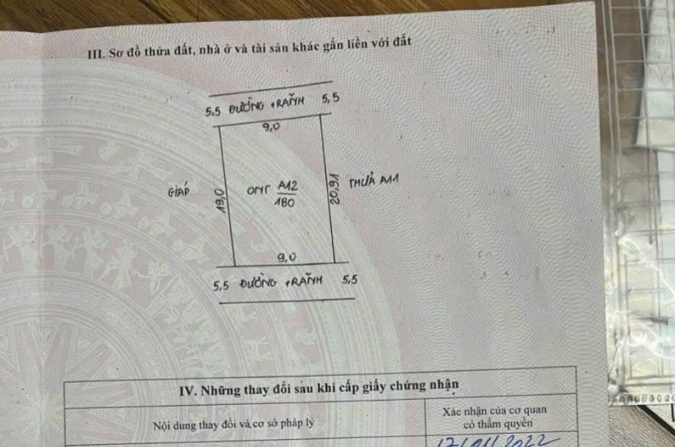 Đất thổ cư 180m² mặt tiền 9m - Cơ hội đầu tư cực hấp dẫn tại Chương Mỹ