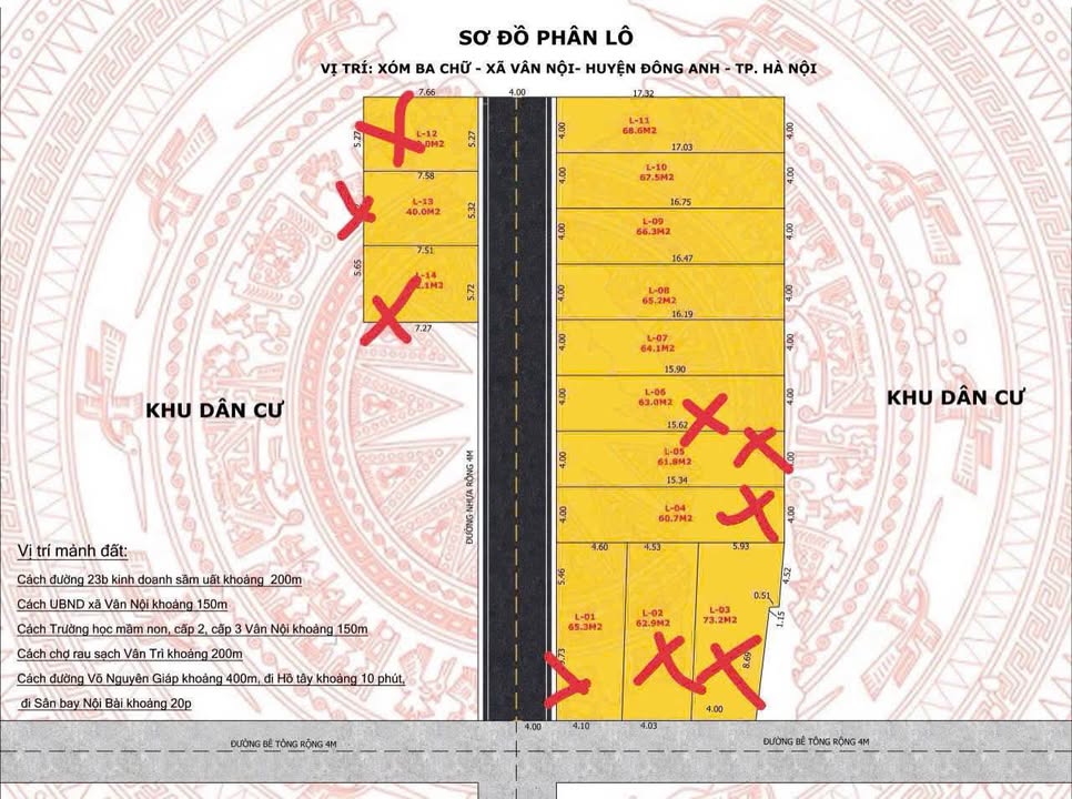 Đất thổ cư Thôn 3 Chữ, Vân Nội, Đông Anh 64m² giá 6.486 tỷ - Chính chủ bán gấp!