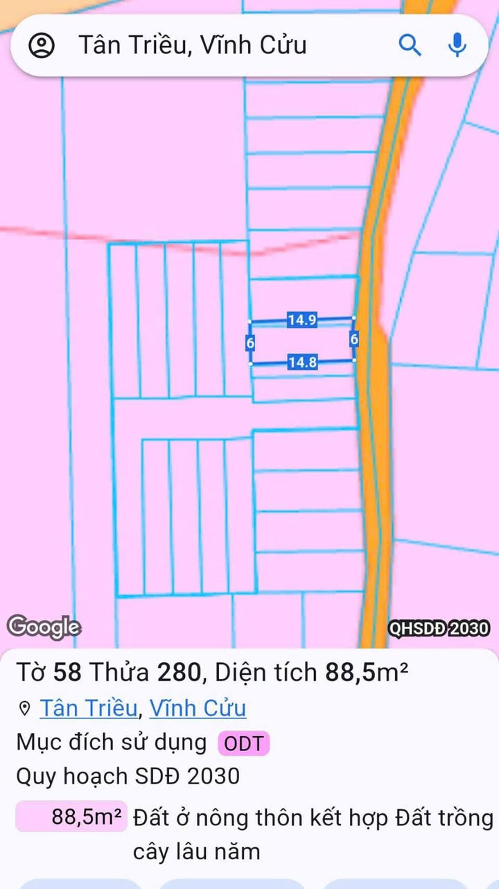 Bán đất Phường Tân Triều 88m² giá 1.1 tỷ - Đường ô tô dễ dàng di chuyển!