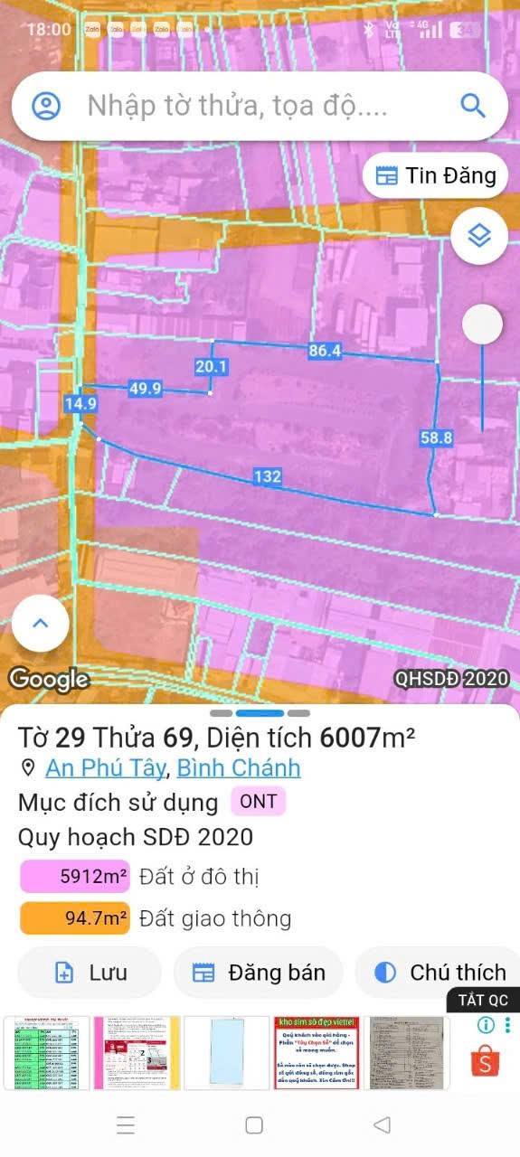 Đất nền xã Bình Chánh 6294m² giá chỉ 50.355 tỷ - Quy hoạch đất ở đô thị