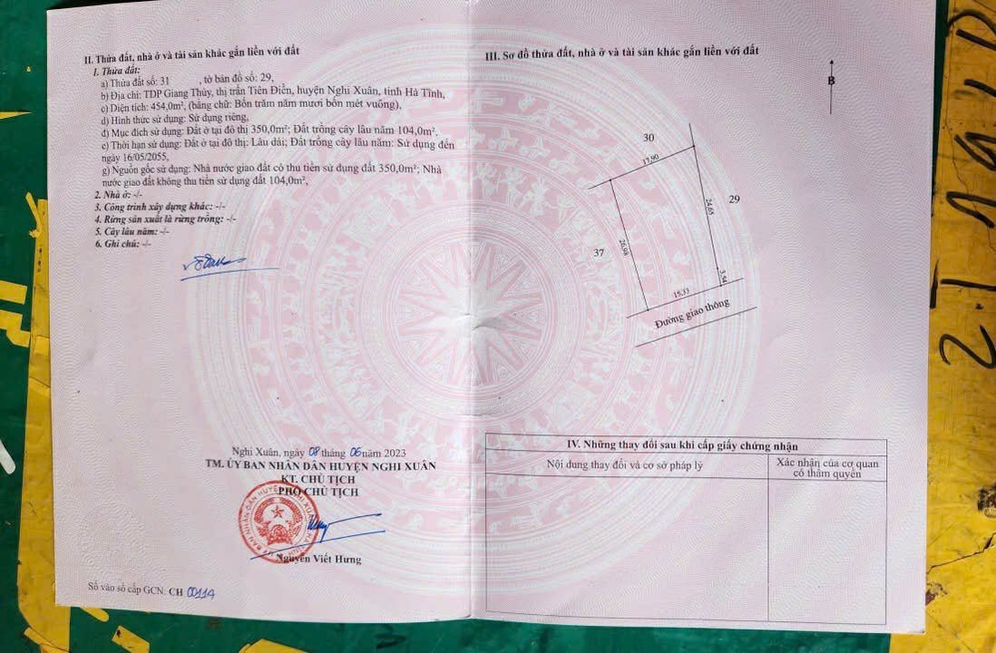 Đất Thị Trấn Tiên Điền, Huyện Nghi Xuân 454m² giá 5 tỷ - Kinh doanh hay ở đều tuyệt vời!