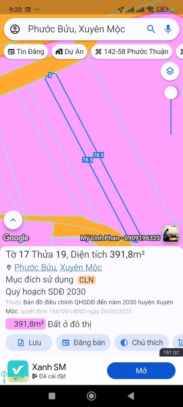 Đất nền Phước Bửu, Xuyên Mộc 392m² giá 1 tỷ - Cơ hội đầu tư hấp dẫn!