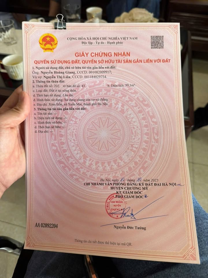 Đất nền thổ cư 100m² tại thị trấn Xuân Mai, Chương Mỹ - Sổ đỏ chính chủ, giá 2 tỷ