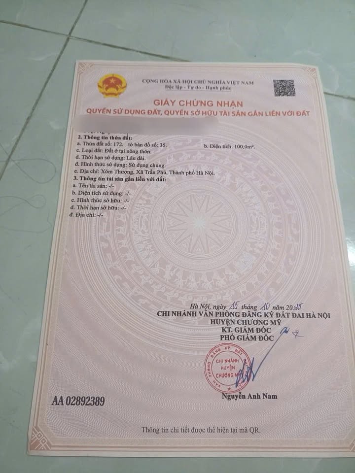 Đất nền Chương Mỹ - Mỹ Lương 100m² giá 1 tỷ - Vị trí đối diện trường học!