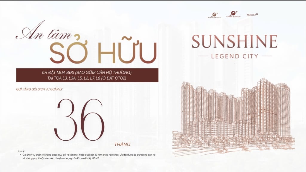 Căn hộ Sunshine Legend City 60m² chỉ 100 triệu - Ưu đãi lên tới 250 triệu!