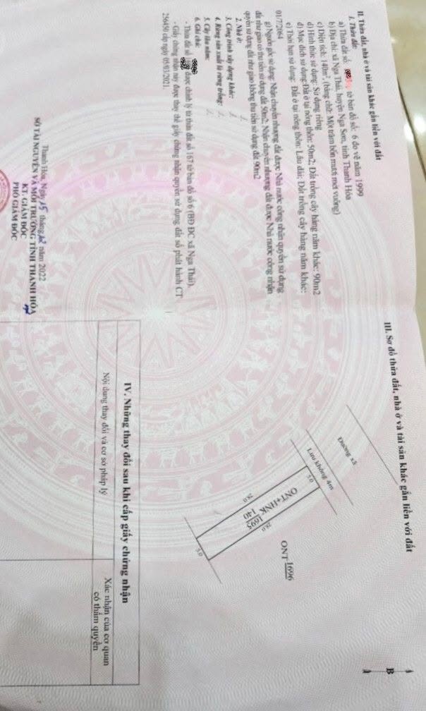 Đất nền thôn 7 xã Nga Thái 140m² giá thỏa thuận - Cơ hội đầu tư sinh lời!