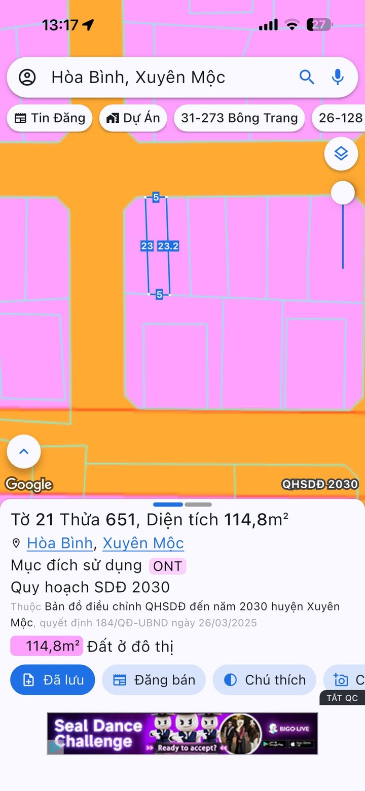 Đất nền Xã Hòa Bình, Huyện Xuyên Mộc 114.8m² giá 1 tỷ - Kinh doanh dễ dàng!