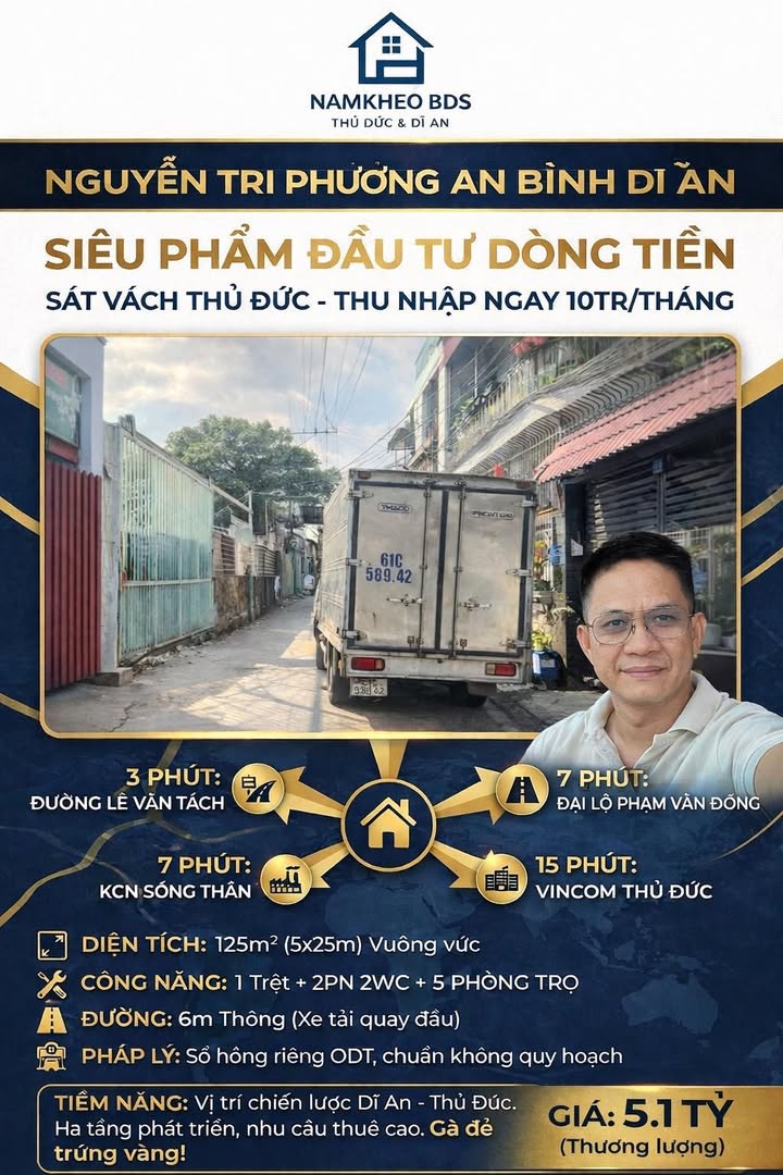 Nhà riêng An Bình Dĩ An 125m² giá 5.1 tỷ - Đầu tư sinh lời ngay!