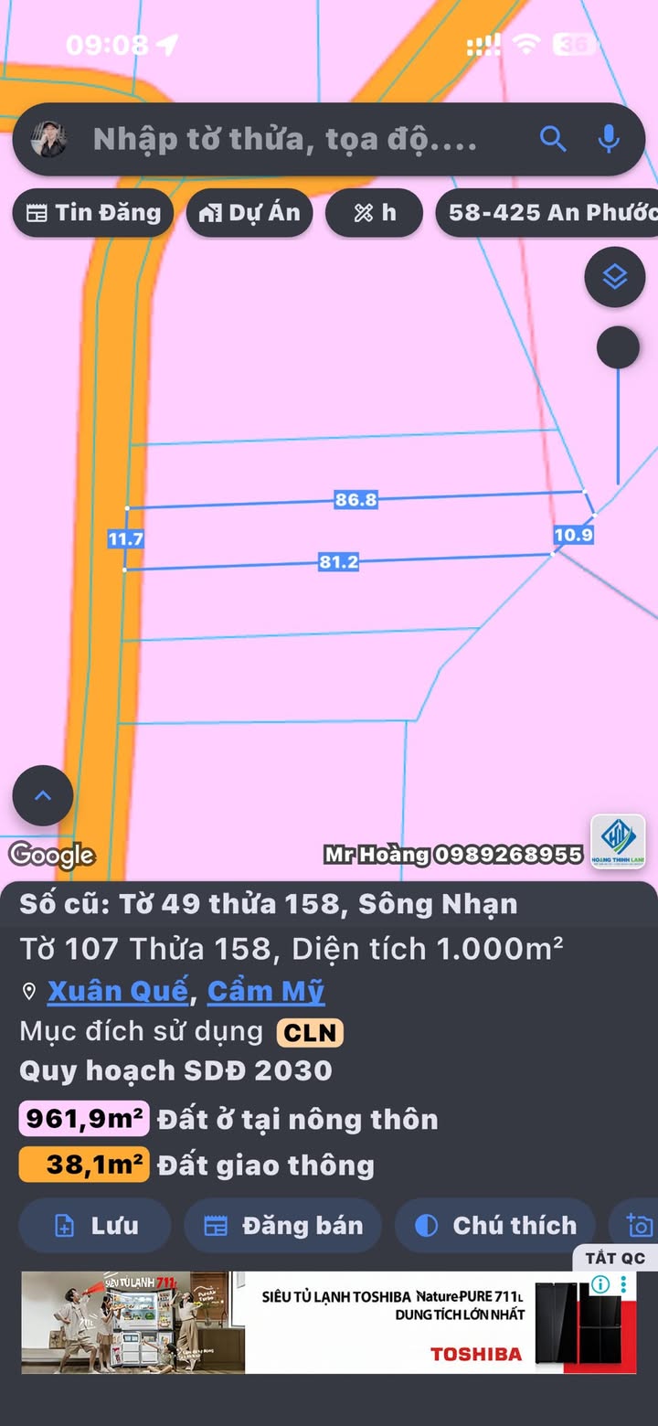 Đất nền Sông Nhạn, Cẩm Mỹ 1000m² - Mặt tiền nhựa 8m, giá thỏa thuận hấp dẫn!