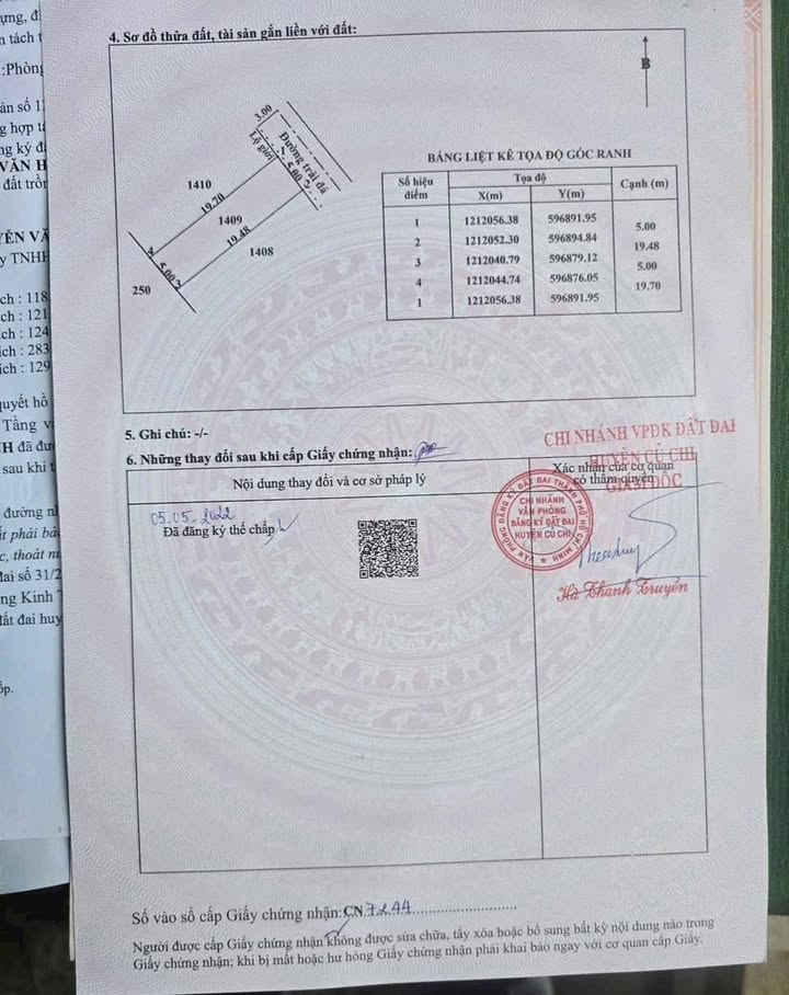 Đất thổ cư 97m² tại xã Bình Mỹ, Củ Chi giá 1,9 tỷ - Sổ hồng riêng, công chứng nhanh!