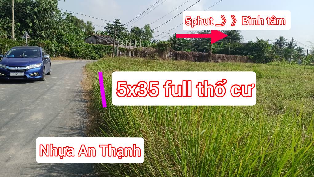 Đất nền thổ cư An Thạnh Thủy 175m² giá 835 triệu - Sổ hồng chính chủ sẵn sàng giao dịch!