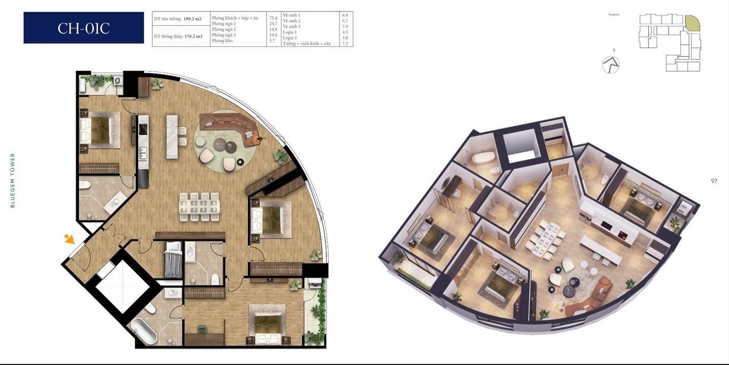 Căn hộ Bluegem Tower Tứ Hiệp 176m² giá chỉ 11.453 tỷ - Nhận nhà ngay tháng 6!