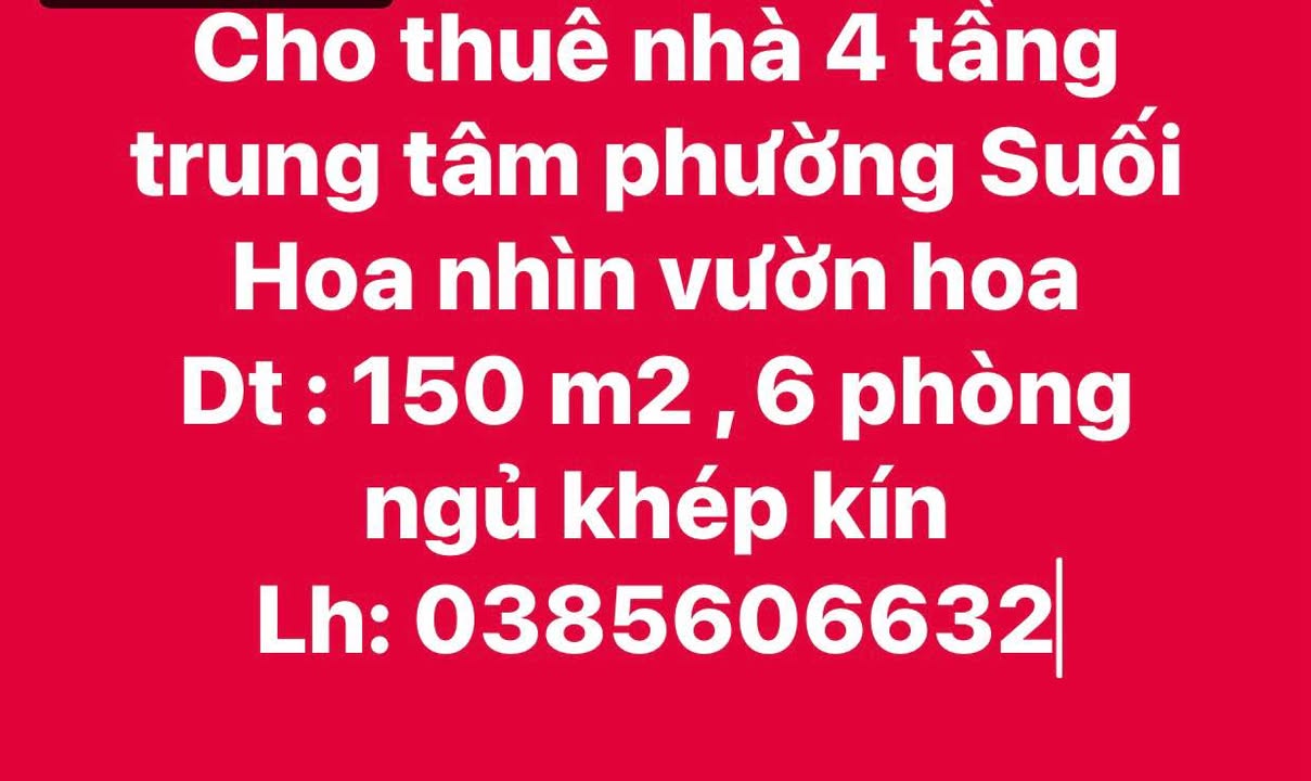 Nhà cho thuê tại Phường Suối Hoa, Bắc Ninh - Diện tích 150m², 6 phòng ngủ khép kín