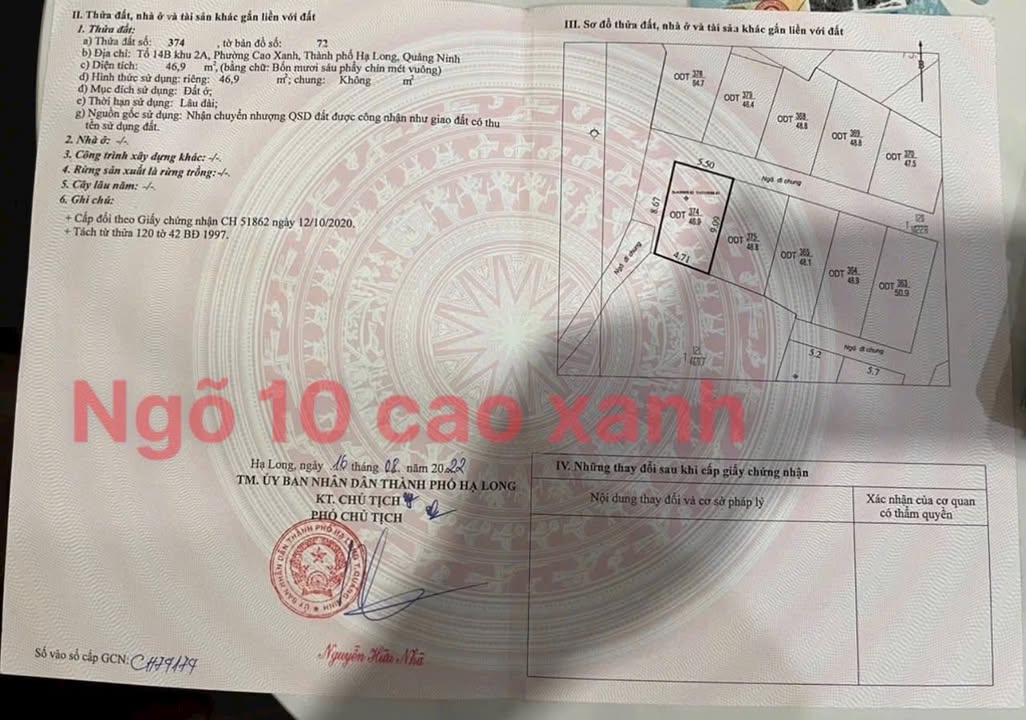 Đất nền góc ngõ 10 Cao Xanh, 46.9m² giá 1.45 tỷ - Cơ hội đầu tư tuyệt vời!