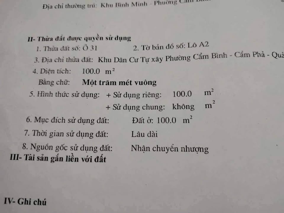 Đất nền Cẩm Phả 100m² giá 2.6 tỷ - Vị trí đẹp gần VinCom