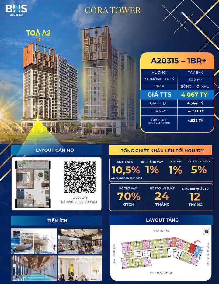 Căn hộ sân vườn A20312B & A20315 tại quận Hải Châu 44m² - Không gian sống xanh, riêng tư!