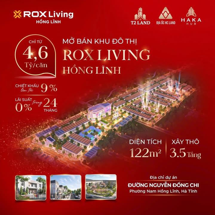 Nhà phố ROX Living Hồng Lĩnh 122m² giá 4,6 tỷ - Sống tiện nghi ngay!