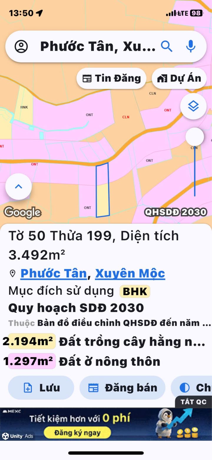Đất nền 12.600m² tại xã Phước Tân, Xuyên Mộc, giá 3.22 tỷ - Mặt tiền đường nhựa rộng rãi!
