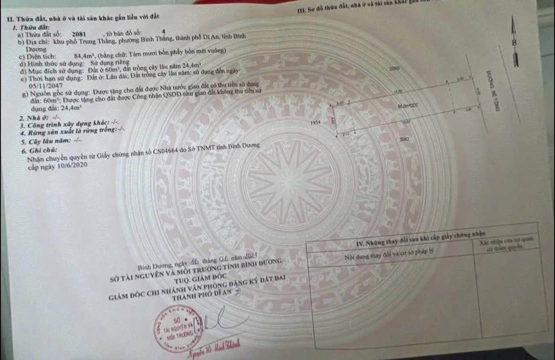 Lô đất phường Đông Hòa, Dĩ An 84.4m² giá 2.85 tỷ - Sổ hồng riêng