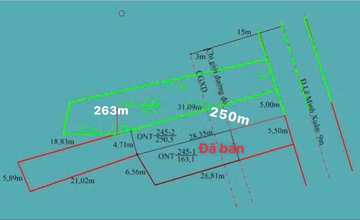 Đất chính chủ Lê Minh Xuân - Tây Ninh 250m²/263m² - Sổ riêng, công chứng ngay!