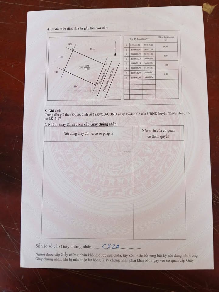 Đất nền xã Thiệu Toán, huyện Thiệu Hoá 119m² giá chỉ 8xx triệu - Đầu tư sinh lời ngay!