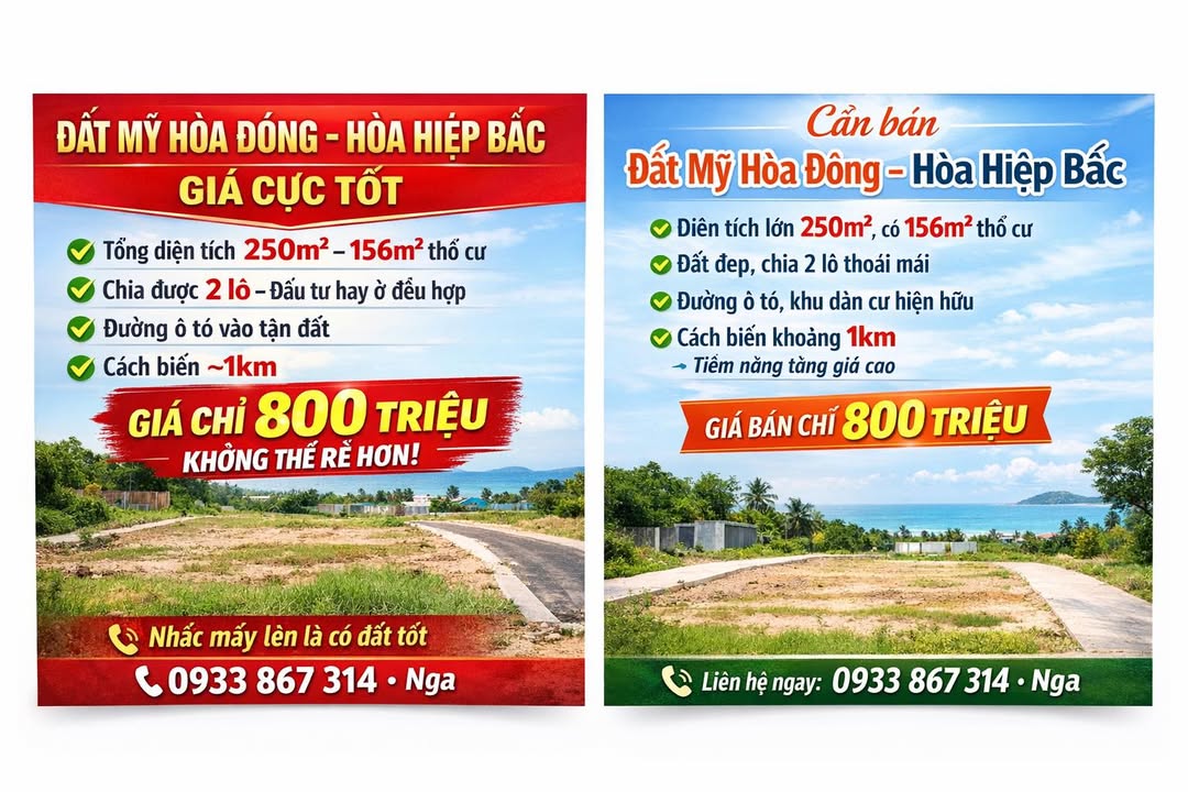 Đất nền Hòa Hiệp Bắc Phú Yên 250m² giá 800 triệu - Đầu tư sinh lời ngay!