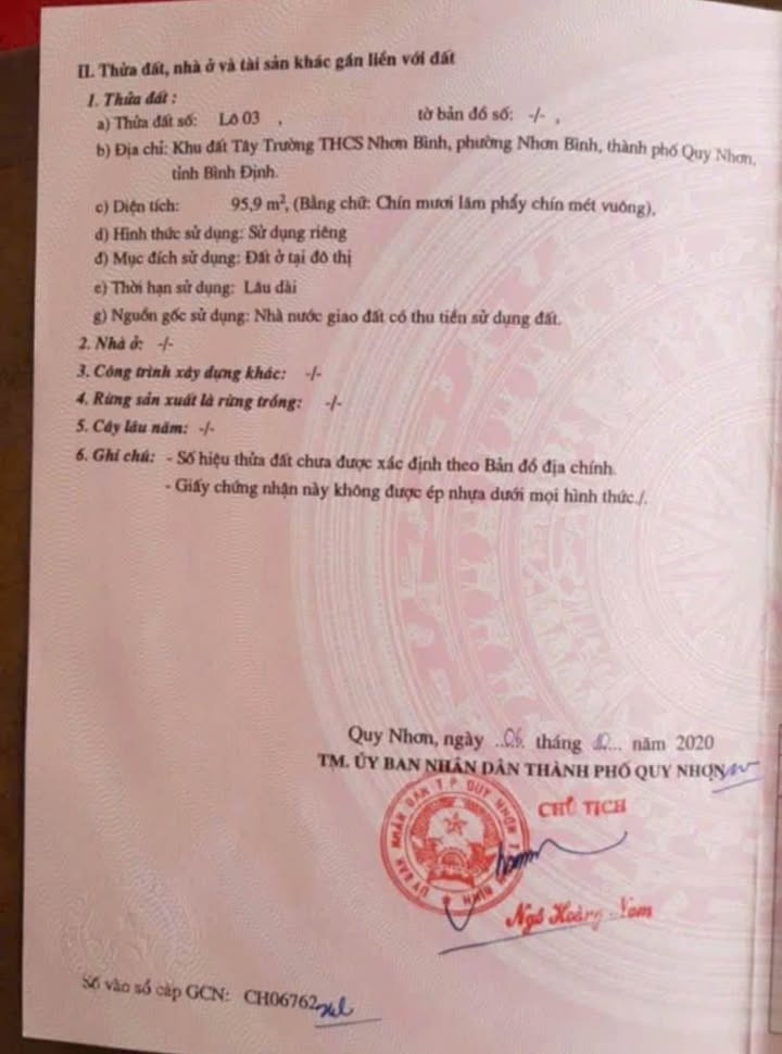 Bán đất mặt tiền đường Huỳnh Văn Thống, phường Quy Nhơn Đông, 95.9m² giá 2.99 tỷ - Cơ hội đầu tư sinh lời!