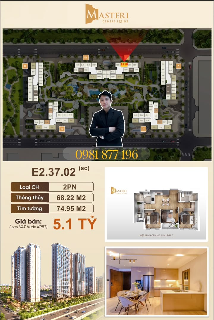 Căn hộ Mastei Centre Point Thủ Đức 75m² giá 5.1 tỷ - Sổ hồng chính chủ, thanh toán 10% ký HĐMB!