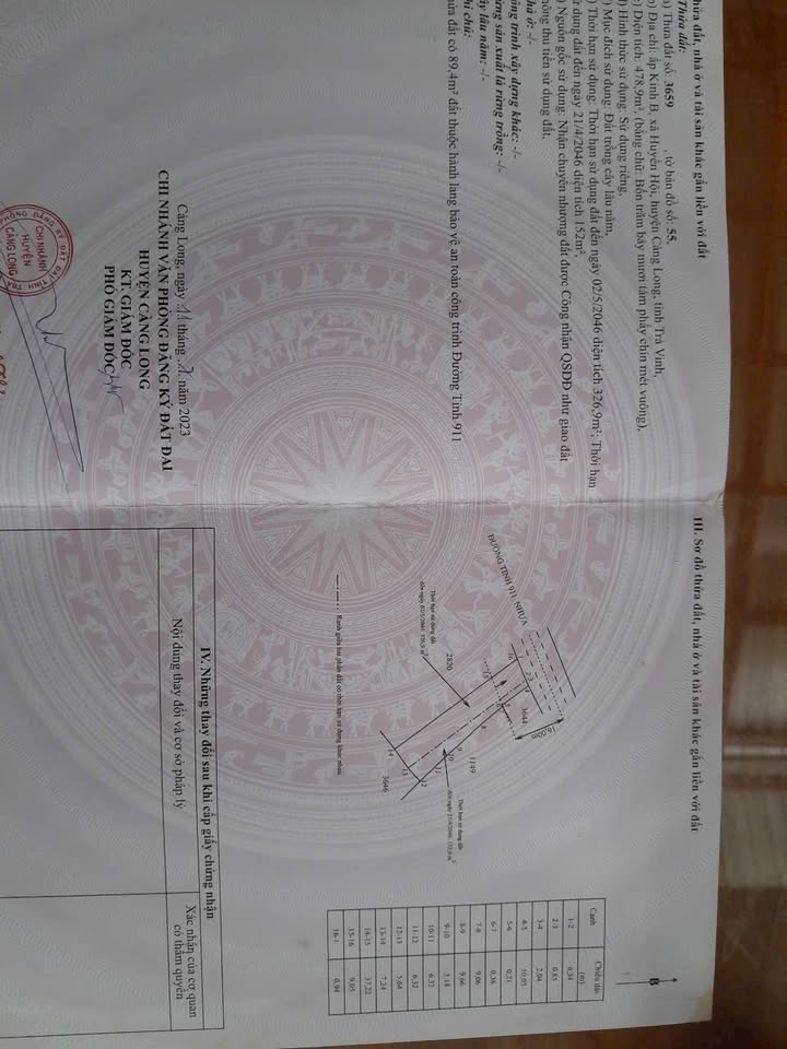 Đất mặt tiền Đường 911, Xã Tân An, Huyện Càng Long, 475m² - Cơ hội đầu tư tuyệt vời!