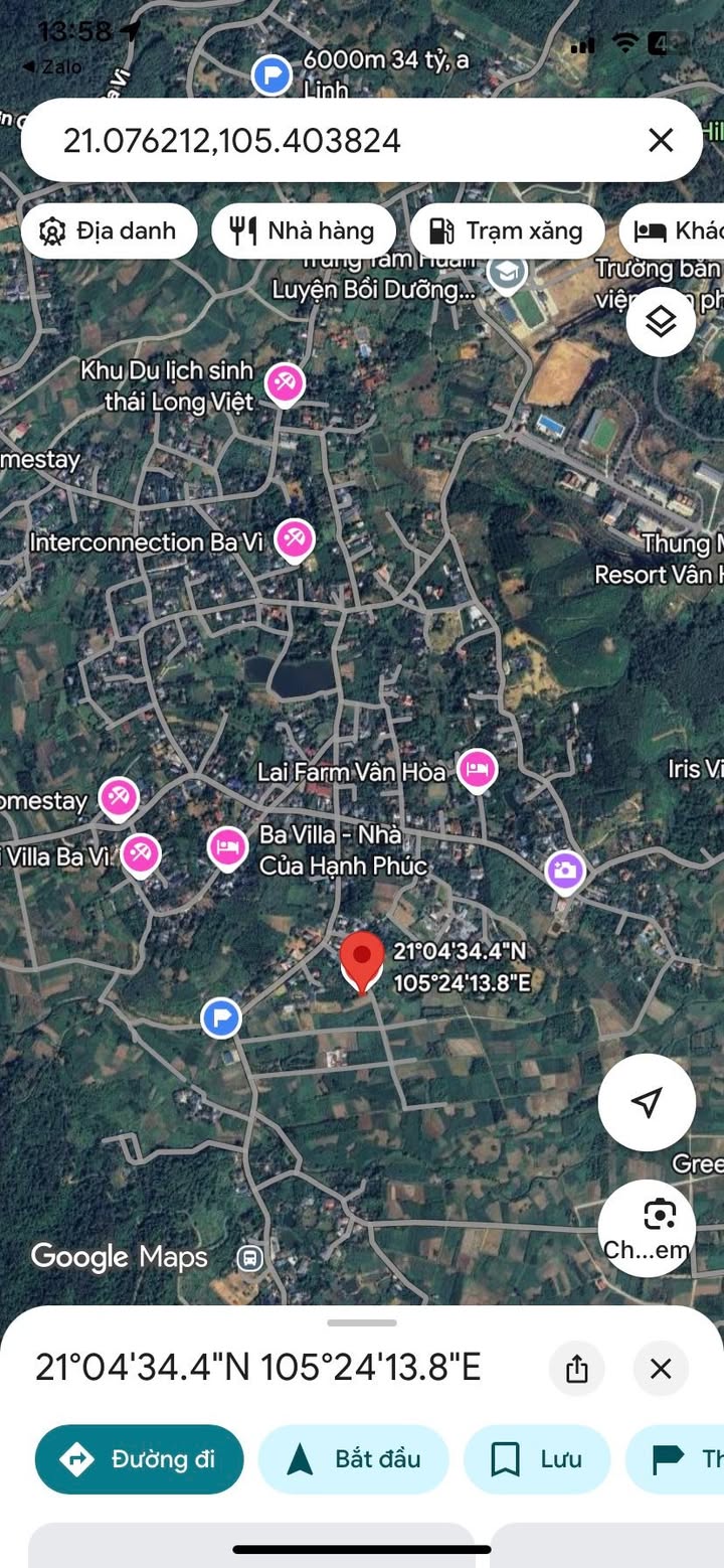 Đất thổ cư Ba Vì 1070m² giá 5.35 tỷ - View núi thơ mộng