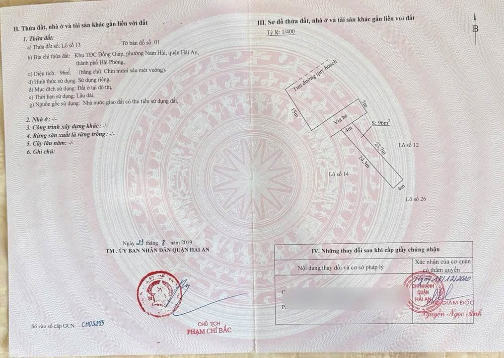 Bán lô đất đẹp mặt đường đôi 40m TDC Đồng Giáp, Hải Phòng - 96m² chỉ 7,2 tỷ!