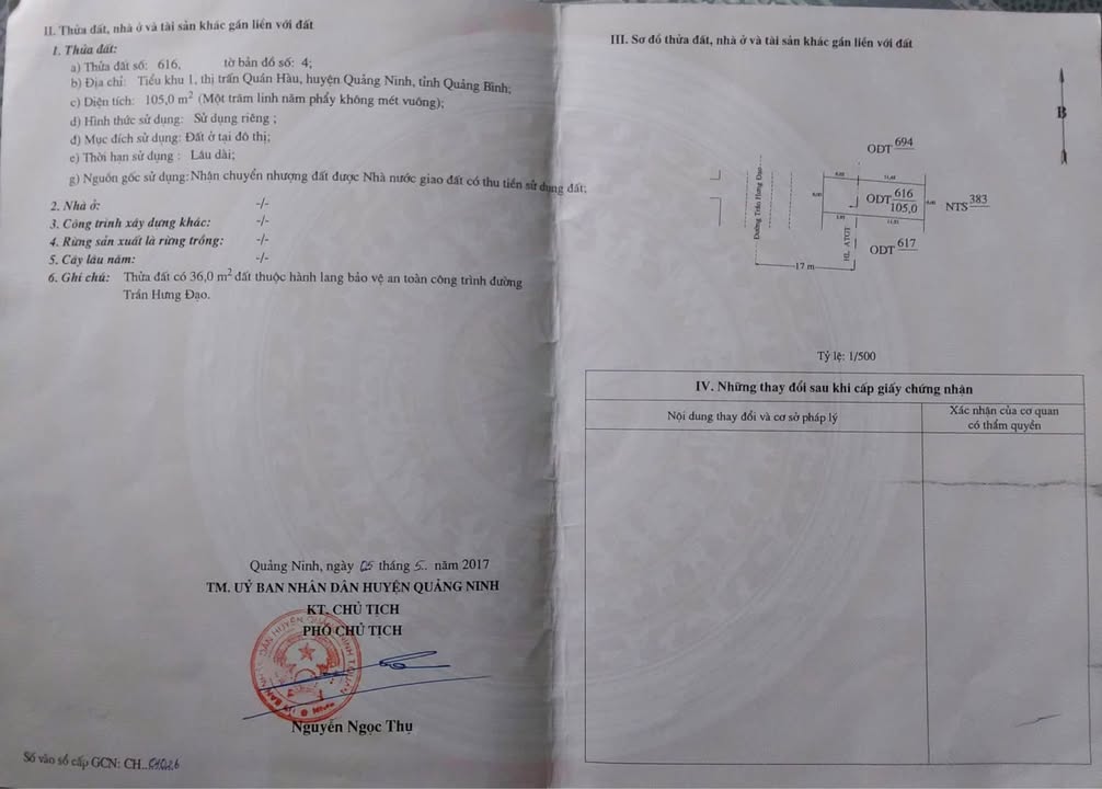 Đất nền tại Thị trấn Quán Hàu, Huyện Quảng Ninh, 105m² - Cơ hội đầu tư tuyệt vời!