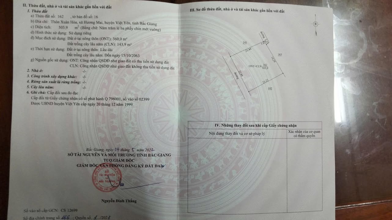 Lô đất Xã Hương Mai 504m² giá 3 tỷ - Tiềm năng phát triển lớn!