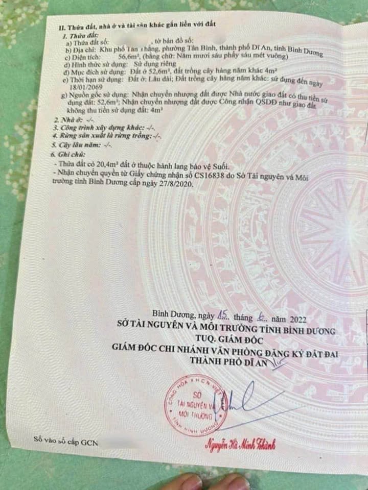 Nhà cấp 4 tại Phường Tân Đông Hiệp, TP Dĩ An, 56.6m² giá 2.35 tỷ - Sổ hồng riêng, thương lượng