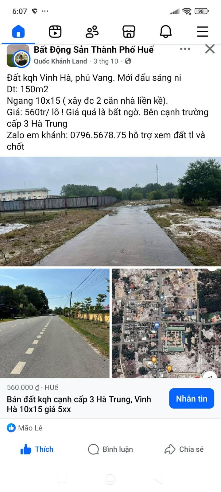 Đất thổ cư Xã Vinh Hà 150m² giá thỏa thuận - Pháp lý sổ hồng chính chủ!