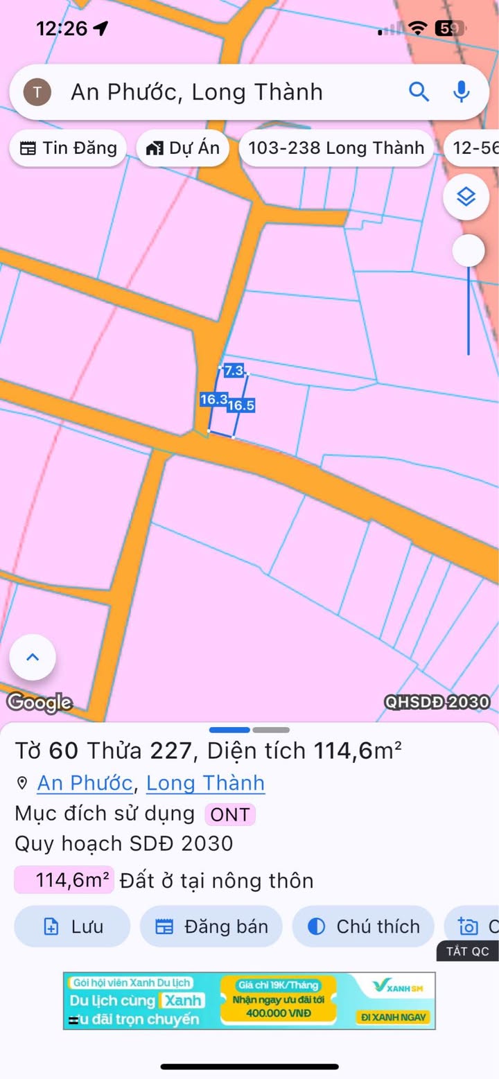 Đất thổ cư 2 mặt tiền An Phước, 115m² giá 2 tỷ - Cơ hội đầu tư hấp dẫn!