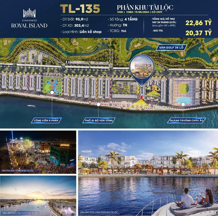 Shophouse ROYAL ISLAND Hải Phòng 96m² giá 19.745 tỷ - Vị trí độc bản ngay quảng trường