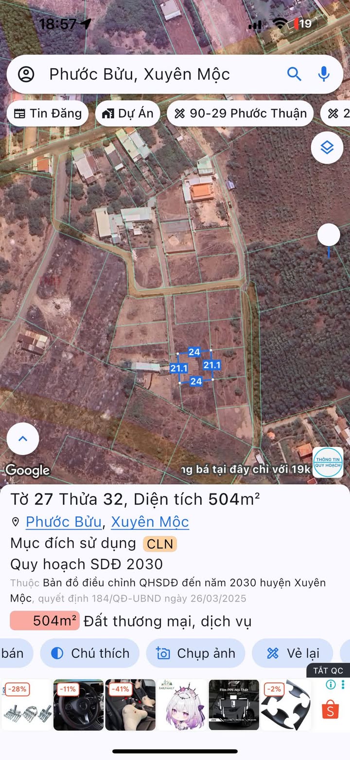 Đất nền Phước Thuận, Xuyên Mộc 504m² giá 1.2 tỷ - Cơ hội đầu tư hấp dẫn!