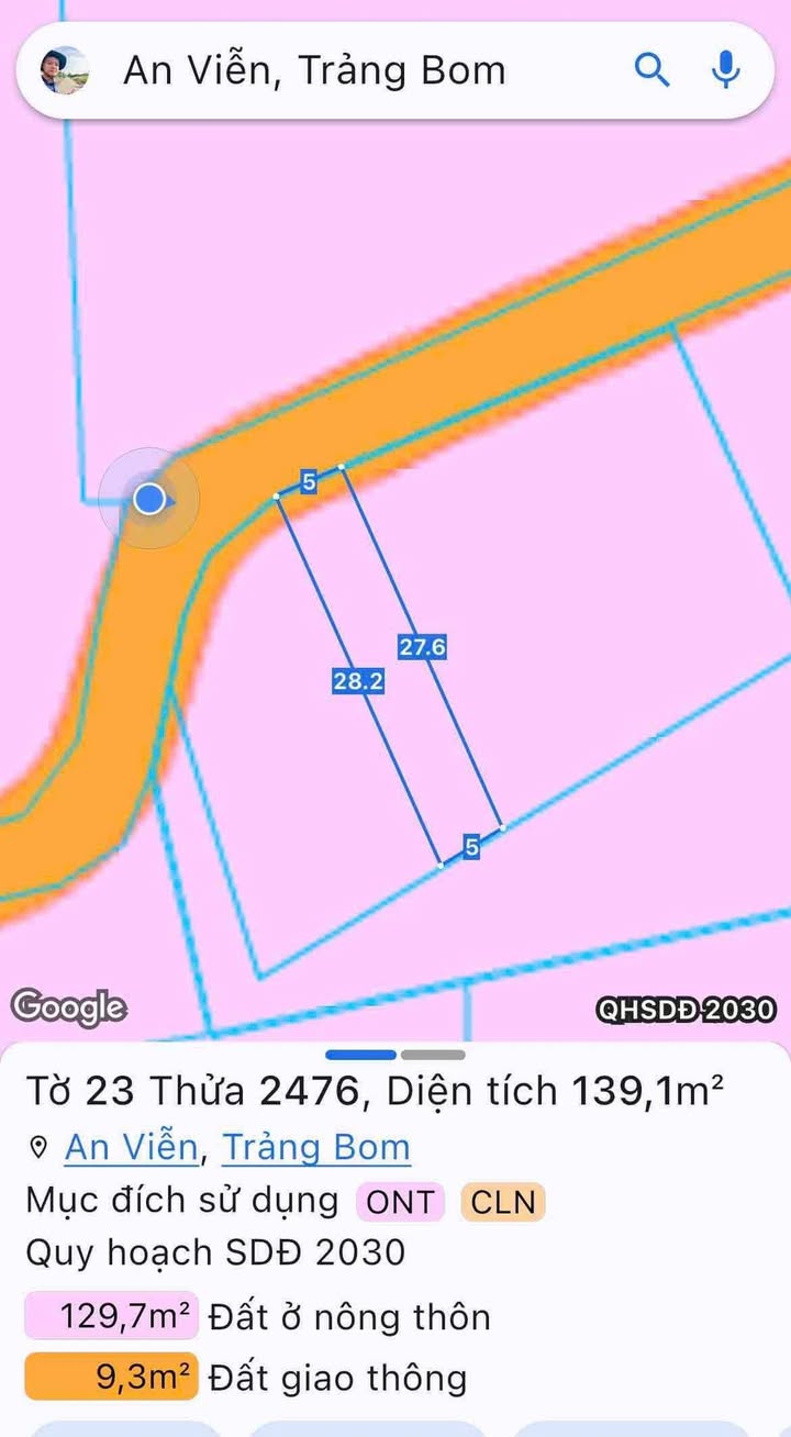 Đất đầu tư tại Xã Đồi 61, Huyện Trảng Bom 139m² giá 930 triệu - Cơ hội đầu tư hấp dẫn!