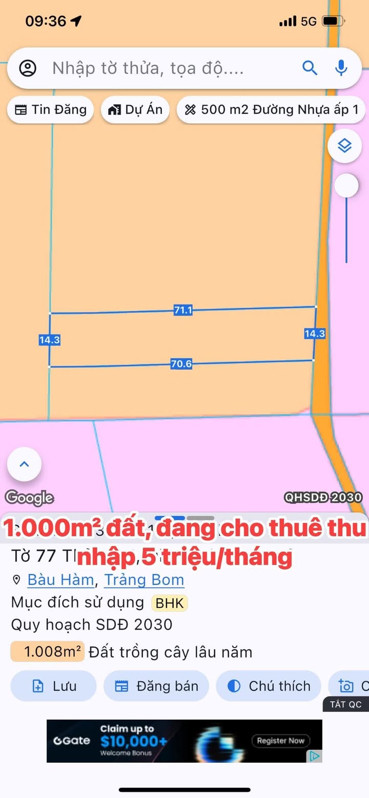 Đất nền 1000m² Xã Thanh Bình, Huyện Trảng Bom giá 950 triệu - Cơ hội đầu tư hấp dẫn!