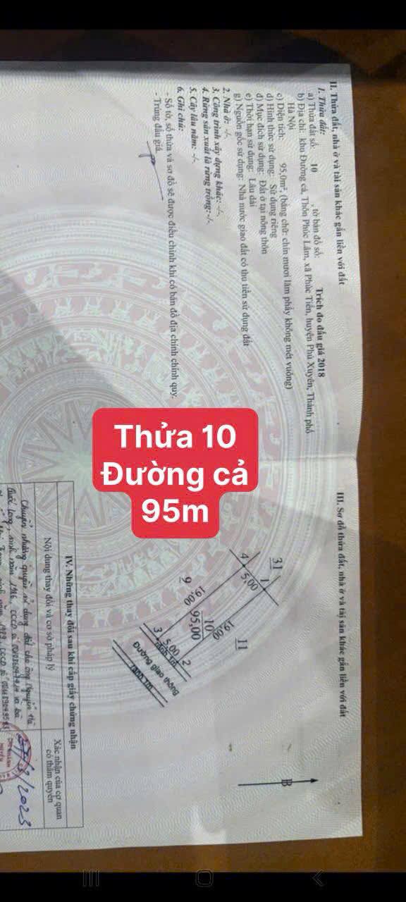 Đất đấu giá Tỉnh Lộ 428 Phúc Tiến 95m² giá 3.61 tỷ - Cơ hội đầu tư hấp dẫn!