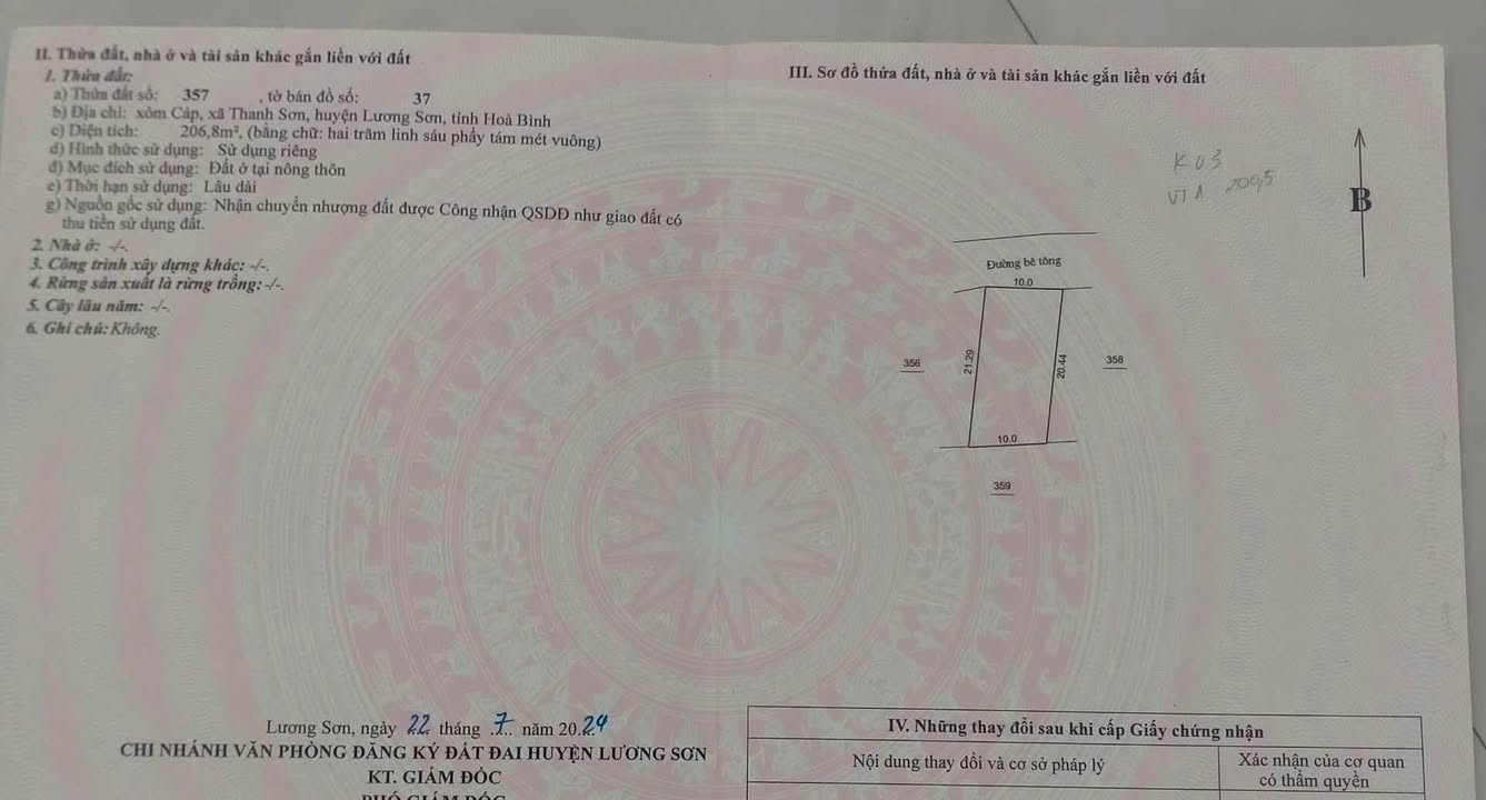 Đất nền Xóm Cáp, Thanh Sơn, Hòa Bình 206m² giá chỉ 1.15 tỷ - Cơ hội đầu tư hấp dẫn!