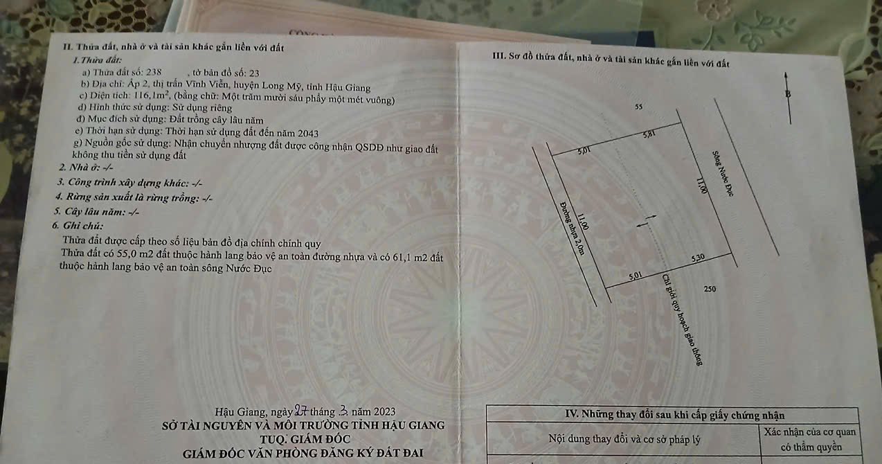 Đất nền Vĩnh Thuận Tây 110m² giá chỉ 100 triệu - Cơ hội đầu tư tuyệt vời!
