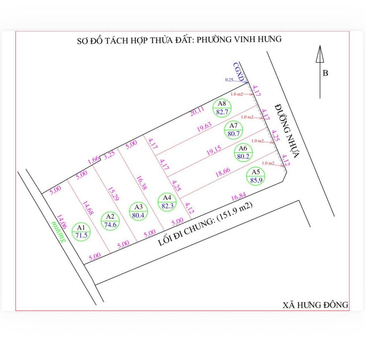 Đất thổ cư Hưng Chính, TP Vinh 71.5m² giá chỉ 2.15 tỷ - Đầu tư sinh lời ngay!