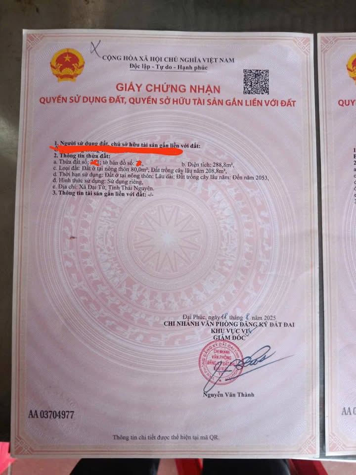 Đất thổ cư xã Đại Từ, Thái Nguyên 535m² giá 1 tỷ - Đầu tư sinh lời lý tưởng!