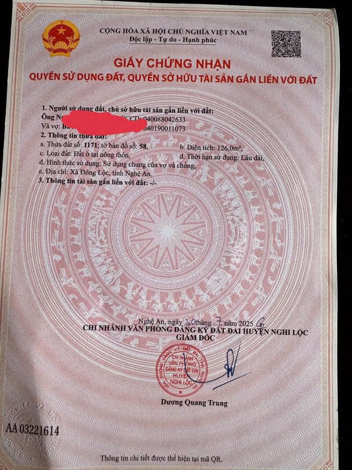 Đất Nghi Thạch 126m² giá 1.3 tỷ - Lô góc 2 mặt tiền thuận lợi!