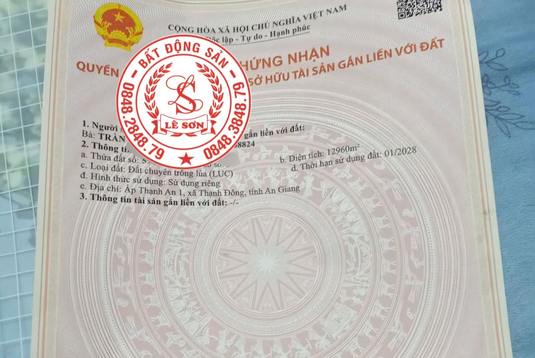 Đất ruộng 12,960m² tại xã Thạnh Đông, An Giang giá chỉ 1.6 tỷ - Đầu tư sinh lời lý tưởng!