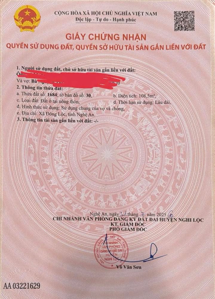 Đất nền xóm Trường An, Nghi Lộc 108,5m² giá chỉ 900 triệu - Vị trí đẹp, thoáng mát!